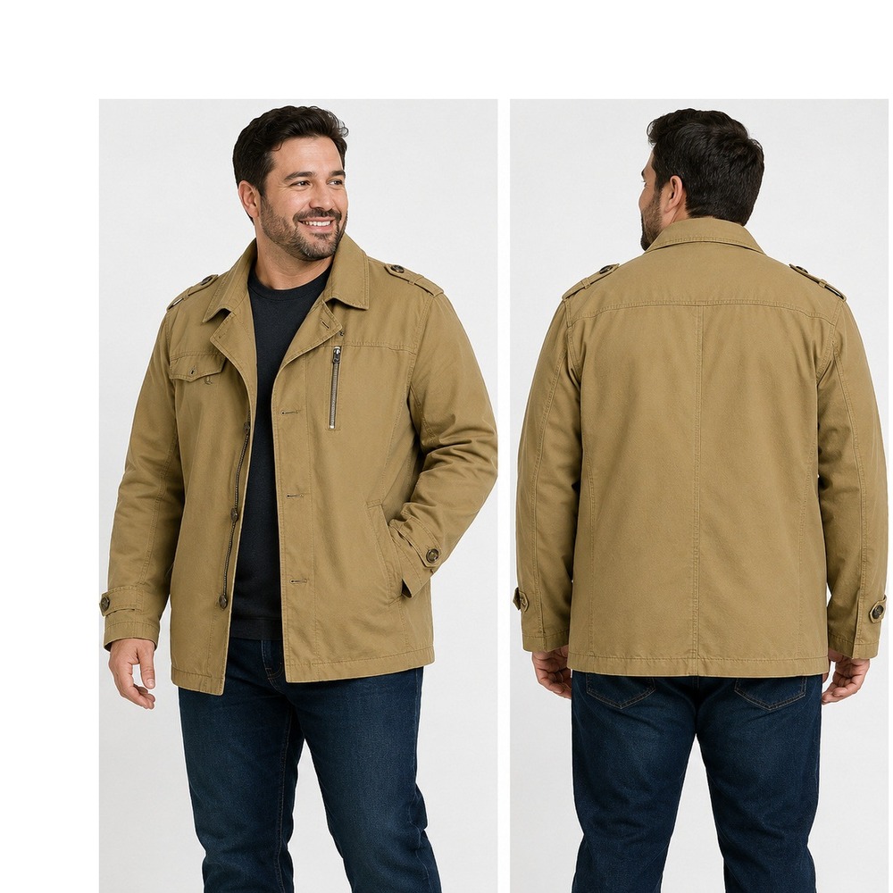 Wantdo Mens‎ Khaki Cotton Military Field Jacket Lined Tan Coat XXXL